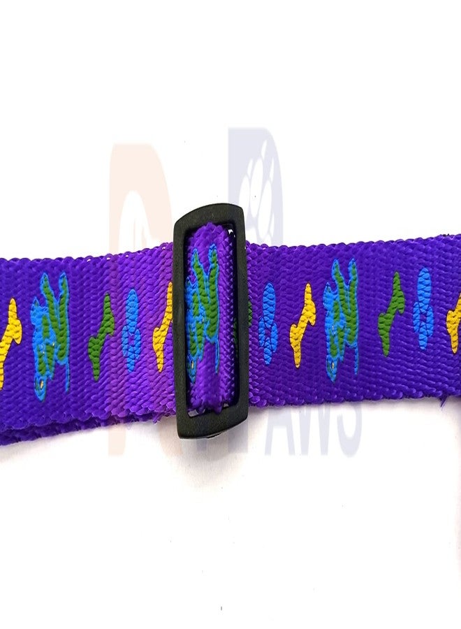 Pups&Pets 15 MM Paw/Bone Printed Soft Nylon Collar Belt and Leash Set for Small Breed Dog and Puppies - Purple - Image 4